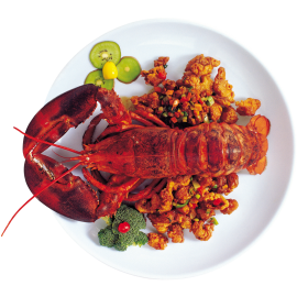baked lobster with a garnish